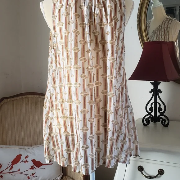 Anthropologie Kopal Sleeveless Flowy Top Tan/Red/Cream - Picture 4 of 6